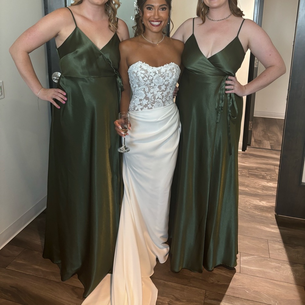 Birdy Grey Cindy Shiny Satin Dress - Olive XL worn once **not altered**